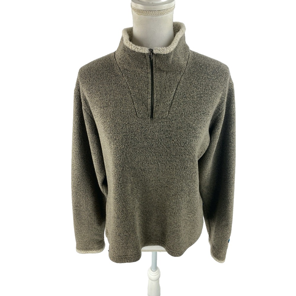 Kuhl Alfpaca Fleece Jacket Women L 1/4 Zip‎ Pullover Oatmeal Outdoor Gorpcore